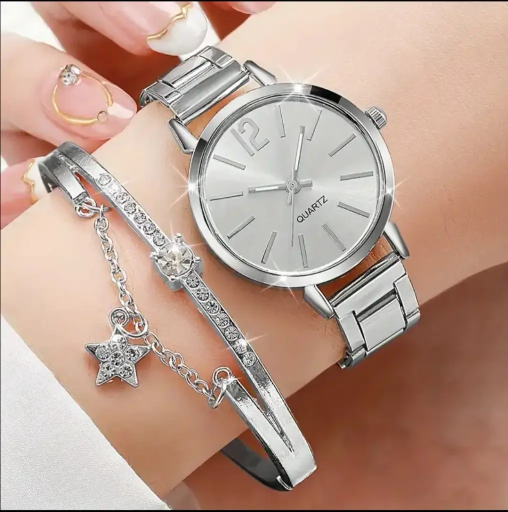 Combo 2pz Relojpulsera Esmeralda Plata