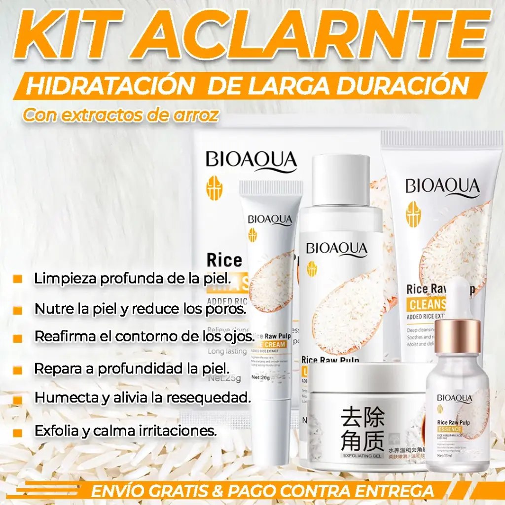 Bioaqua Combo Arroz X 6 Con Locion