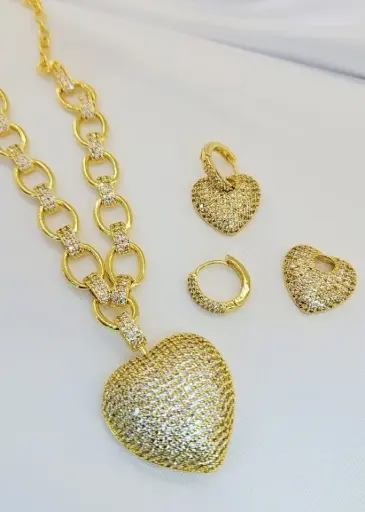 Combo Aretes Y Cadena Rodio