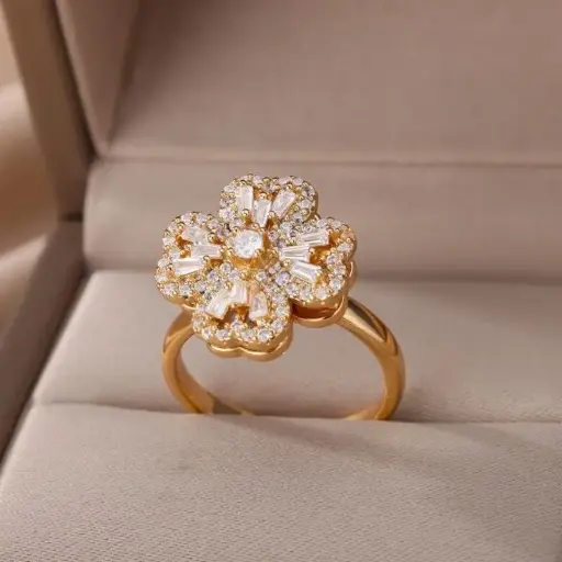 Anillo Trebol Corazon Giratorio Caja