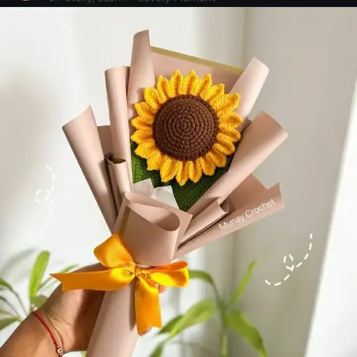 Ramo De Girasol Tejido A Crochet