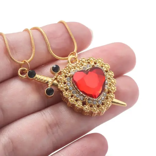 Cadenas Pareja Corazon Con Espada Daga