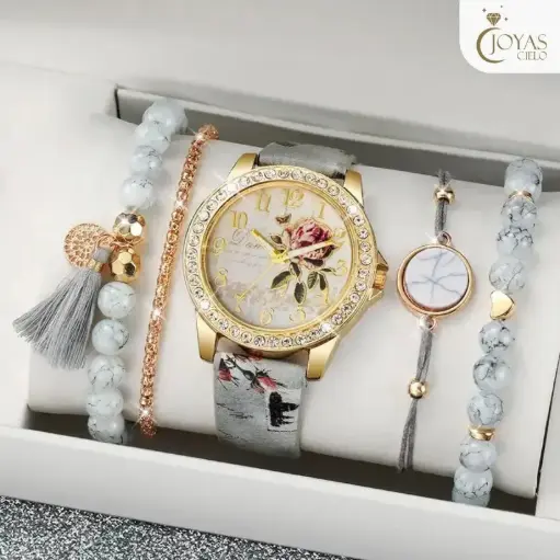 Set Reloj De Cuarzo Para Mujer Elegante