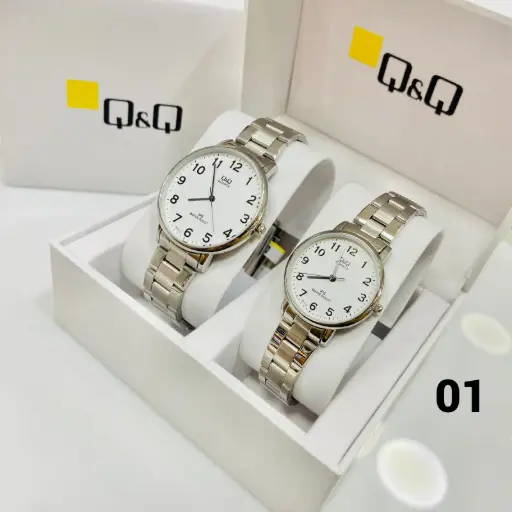 Reloj Para Pareja Qq Plateado Original
