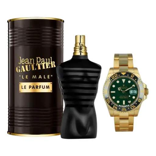 Lata Lemale parfum reloj dorado-verde Rolex